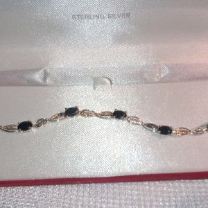 925 sterling silver genuine black sapphire bracelet